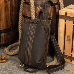 Leather Mens Cool Sling Bag Crossbody Bag Chest Bag for men - imessengerbags