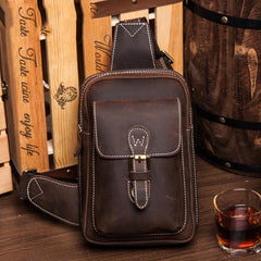 Leather Mens Cool Sling Bag Crossbody Bag Chest Bag for men - imessengerbags