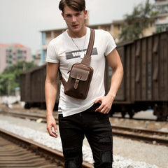 Leather Mens Cool Sling Bag Crossbody Bag Chest Bag for men - imessengerbags