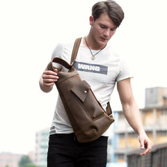 Leather Mens Cool Sling Bag Crossbody Bag Chest Bag for men - imessengerbags