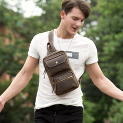 Leather Mens Cool Sling Bag Crossbody Bag Chest Bag for men - imessengerbags