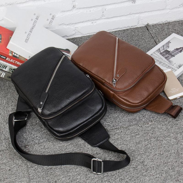 Leather Mens Cool Sling Bag Crossbody Bag Chest Bag for men - imessengerbags