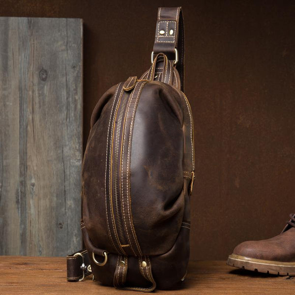 Leather Mens Cool Sling Bag Crossbody Bag Chest Bag for men - imessengerbags