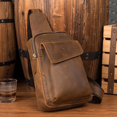 Leather Mens Cool Sling Bag Crossbody Bag Chest Bag for men - imessengerbags