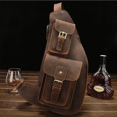 Leather Mens Cool Sling Bag Crossbody Bag Chest Bag for men - imessengerbags