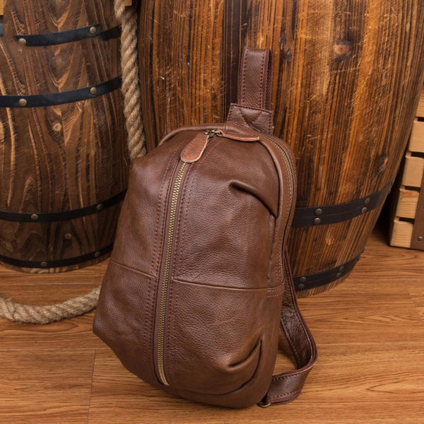 Leather Mens Cool Sling Bag Crossbody Bag Chest Bag for men - imessengerbags