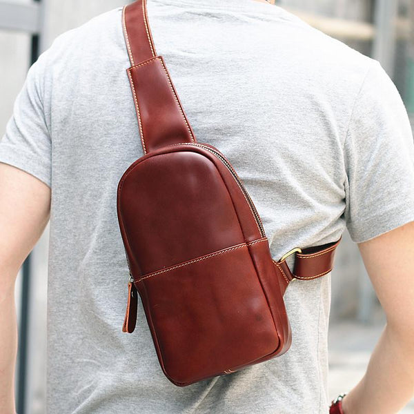 Leather Mens Cool Sling Bag Crossbody Bag Chest Bag for men - imessengerbags
