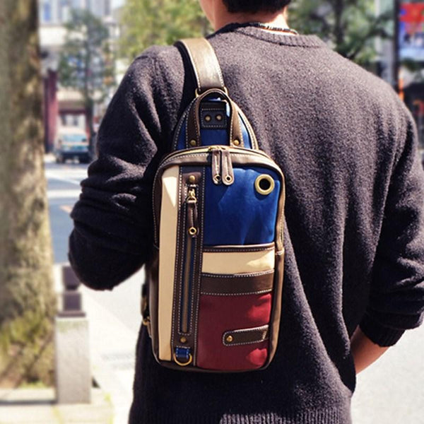 Leather Mens Cool Sling Bag Crossbody Bag Chest Bag for men - imessengerbags