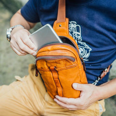 Leather Mens Cool Sling Bag Crossbody Bag Chest Bag for men - imessengerbags