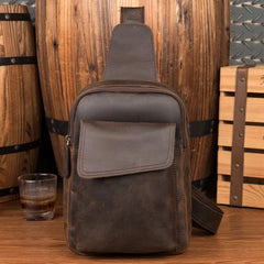 Leather Mens Cool Sling Bag Crossbody Bag Chest Bag for men - imessengerbags
