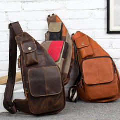 Leather Mens Cool Sling Bag Crossbody Bag Chest Bag for men