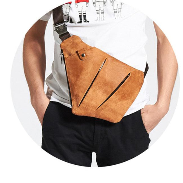 Leather Mens Cool Sling Bag Crossbody Bag Chest Bag for men - imessengerbags