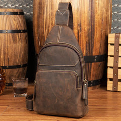Leather Mens Cool Sling Bag Crossbody Bag Chest Bag for men