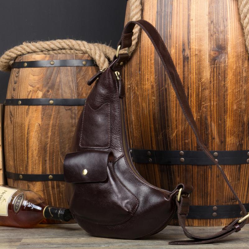 Leather Mens Cool Sling Bag Crossbody Bag Chest Bag for men - imessengerbags