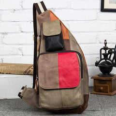 Leather Mens Cool Sling Bag Crossbody Bag Chest Bag for men