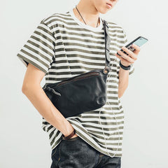 Leather Mens Cool Sling Bag Crossbody Bag Chest Bag for men