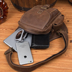 Leather Mens Cool Sling Bag Crossbody Bag Chest Bag for men