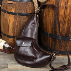 Leather Mens Cool Sling Bag Crossbody Bag Chest Bag for men - imessengerbags