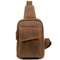 Leather Mens Cool Sling Bag Crossbody Bag Chest Bag for men - imessengerbags