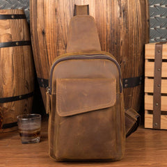 Leather Mens Cool Sling Bag Crossbody Bag Chest Bag for men - imessengerbags