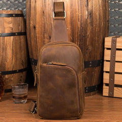 Leather Mens Cool Sling Bag Crossbody Bag Chest Bag for men - imessengerbags