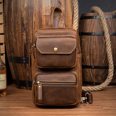 Leather Mens Cool Sling Bag Crossbody Bag Chest Bag for men - imessengerbags