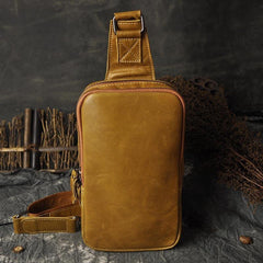 Leather Mens Cool Sling Bag Crossbody Bag Chest Bag for men
