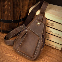 Leather Mens Cool Sling Bag Crossbody Bag Chest Bag for men