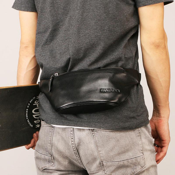 Leather Mens FANNY PACK MENS WAIST BAG HIP PACK BELT BAG FOR MEN - imessengerbags