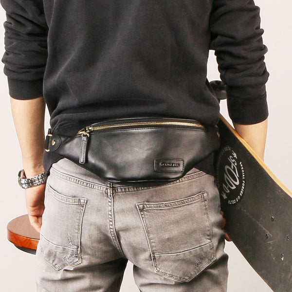 Leather Mens FANNY PACK MENS WAIST BAG HIP PACK BELT BAG FOR MEN - imessengerbags