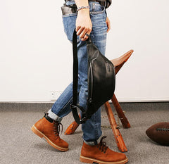 black leather belt bag Black Leather FANNY PACK for Men black leather crossbody fanny pack Black leather belt bag