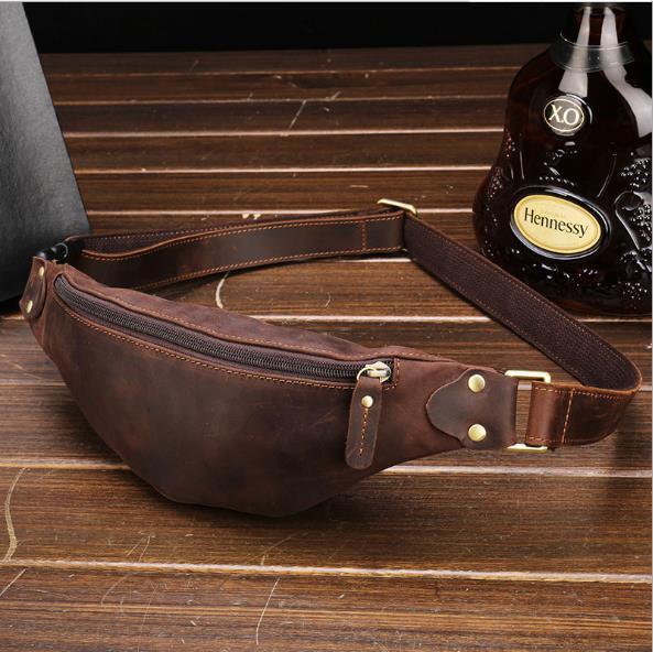 Leather Mens Fanny Pack Waist Bag Hip Pack Belt Bag Bumbag for Men - imessengerbags