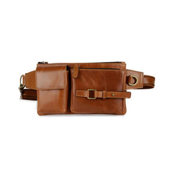 Leather Mens Fanny Pack Waist Bag Hip Pack Belt Bag Bumbag for Men
