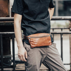 Leather Mens Fanny Pack Waist Bag Hip Pack Belt Bag Bumbag for Men