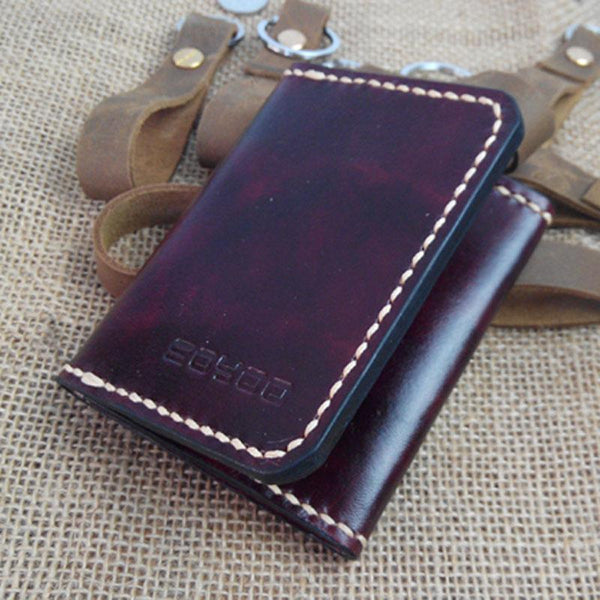 Leather Mens Front Pocket Bifold Small Wallets Card Wallet for Men - imessengerbags
