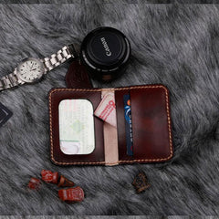 Leather Mens Slim Front Pocket Bifold Small Wallets Card Wallet for Men - imessengerbags