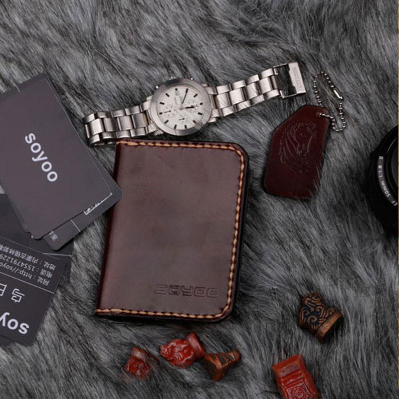 Leather Mens Slim Front Pocket Bifold Small Wallets Card Wallet for Men - imessengerbags