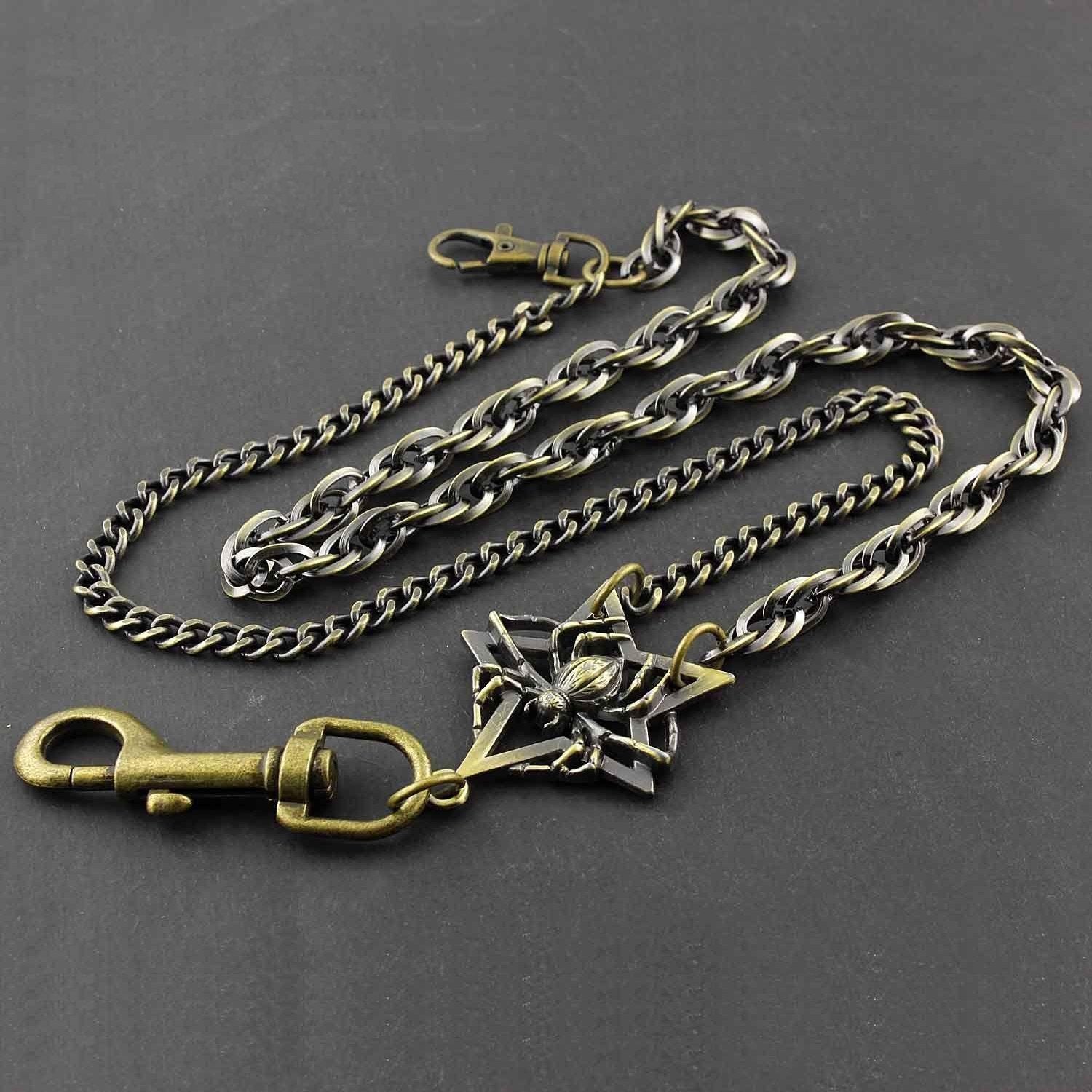 Metal Brass Spider Wallet Chain Cool Punk Rock Biker Trucker Wallet Chain Trucker Wallet Chain for Men - imessengerbags