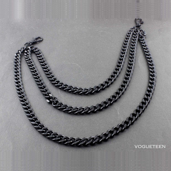 Solid Stainless Steel Black Wallet Chain Cool Punk Rock Biker Trucker Wallet Chain Trucker Wallet Chain for Men - imessengerbags