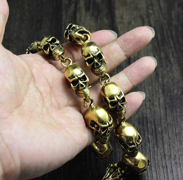 Solid Stainless Steel Brass Skull Wallet Chain Cool Punk Rock Biker Trucker Wallet Chain Trucker Wallet Chain for Men - imessengerbags
