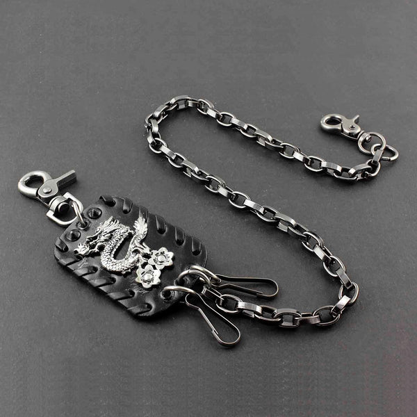 Solid Stainless Steel Chinese Dragon Wallet Chain Cool Punk Rock Biker Trucker Wallet Chain Trucker Wallet Chain for Men - imessengerbags