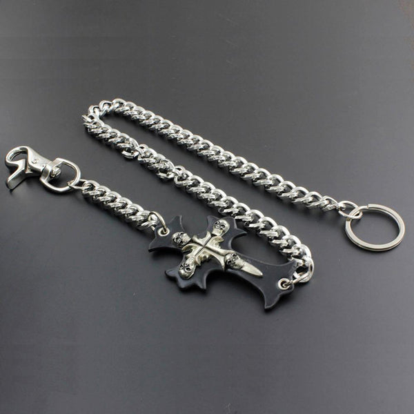 Solid Stainless Steel Cross Wallet Chain Cool Punk Rock Biker Trucker Wallet Chain Trucker Wallet Chain for Men - imessengerbags