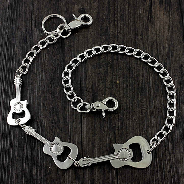 Solid Stainless Steel Guitar Wallet Chain Cool Punk Rock Biker Trucker Wallet Chain Trucker Wallet Chain for Men - imessengerbags