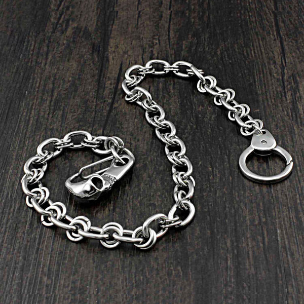 Solid Stainless Steel Long Skull Wallet Chain Cool Punk Rock Biker Trucker Wallet Chain Trucker Wallet Chain for Men - imessengerbags
