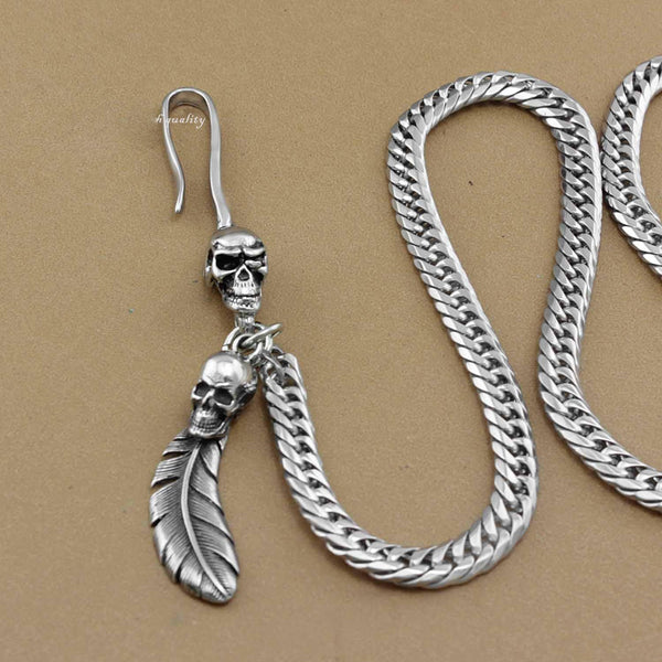 Solid Stainless Steel Long Skull Wallet Chain Cool Punk Rock Biker Trucker Wallet Chain Trucker Wallet Chain for Men - imessengerbags