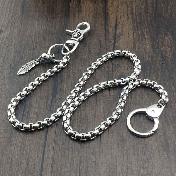 Solid Stainless Steel Long Skull Wallet Chain Cool Punk Rock Biker Trucker Wallet Chain Trucker Wallet Chain for Men - imessengerbags