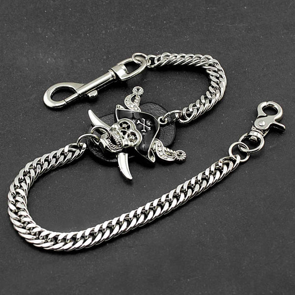 Solid Stainless Steel Pirate Skull Wallet Chain Cool Punk Rock Biker Trucker Wallet Chain Trucker Wallet Chain for Men - imessengerbags