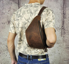 Vintage Leather Fanny Pack Mens Waist Bag Hip Pack Belt Bag for Men