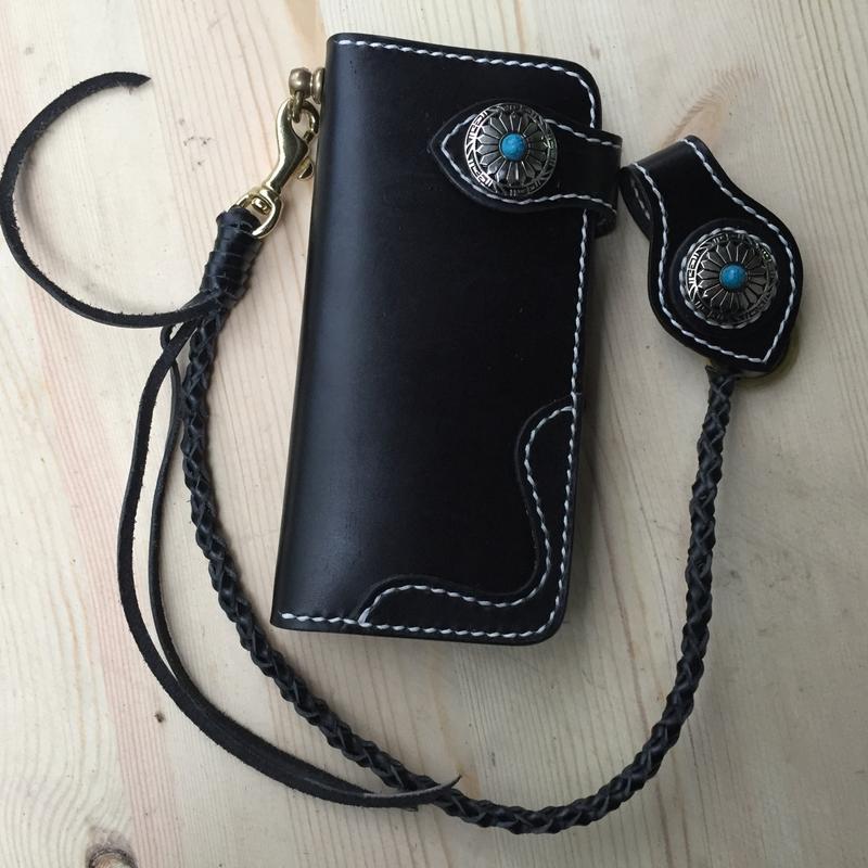 Cool Leather Mens Biker Chain Wallets Handmade Long Wallet with Chain