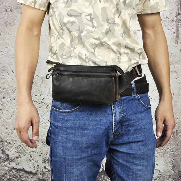 Vintage Leather Fanny Pack Mens Waist Bag Hip Pack Belt Bag for Men - imessengerbags